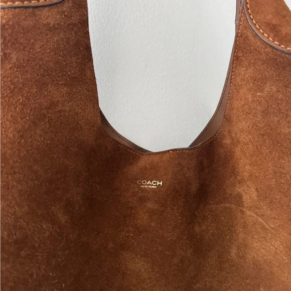 COACH Suede Brooklyn Shoulder Bag 39 in Warm Brown - Picture 5 of 13